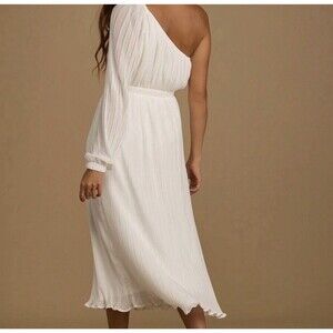 NEW Lulus Always Loving You White Pleated One Shoulder Midi Sexy Dress XL 1093